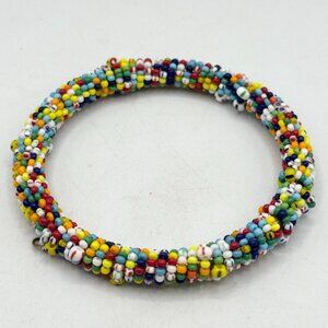 Vintage seed bead colorful bangle bracelet